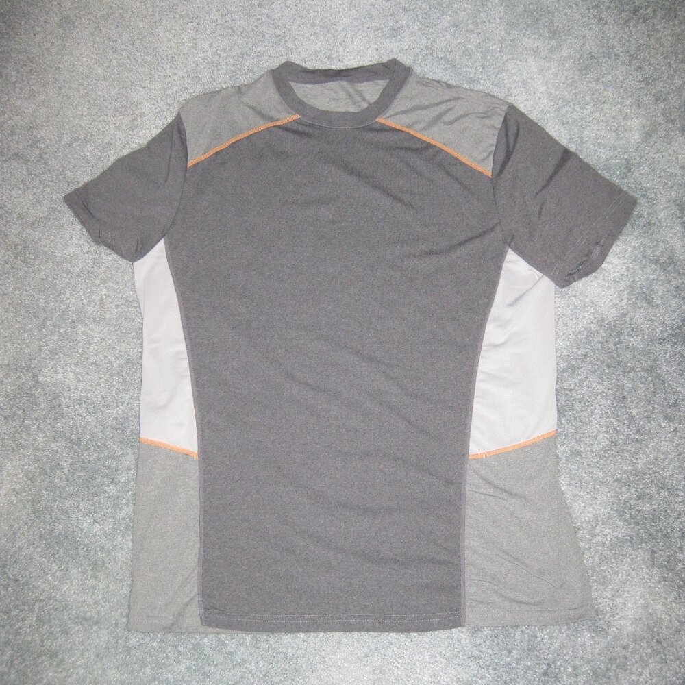 Orange Theory Mens Performance Athletic Shirt Gray Block Short Sleeve 21 chest